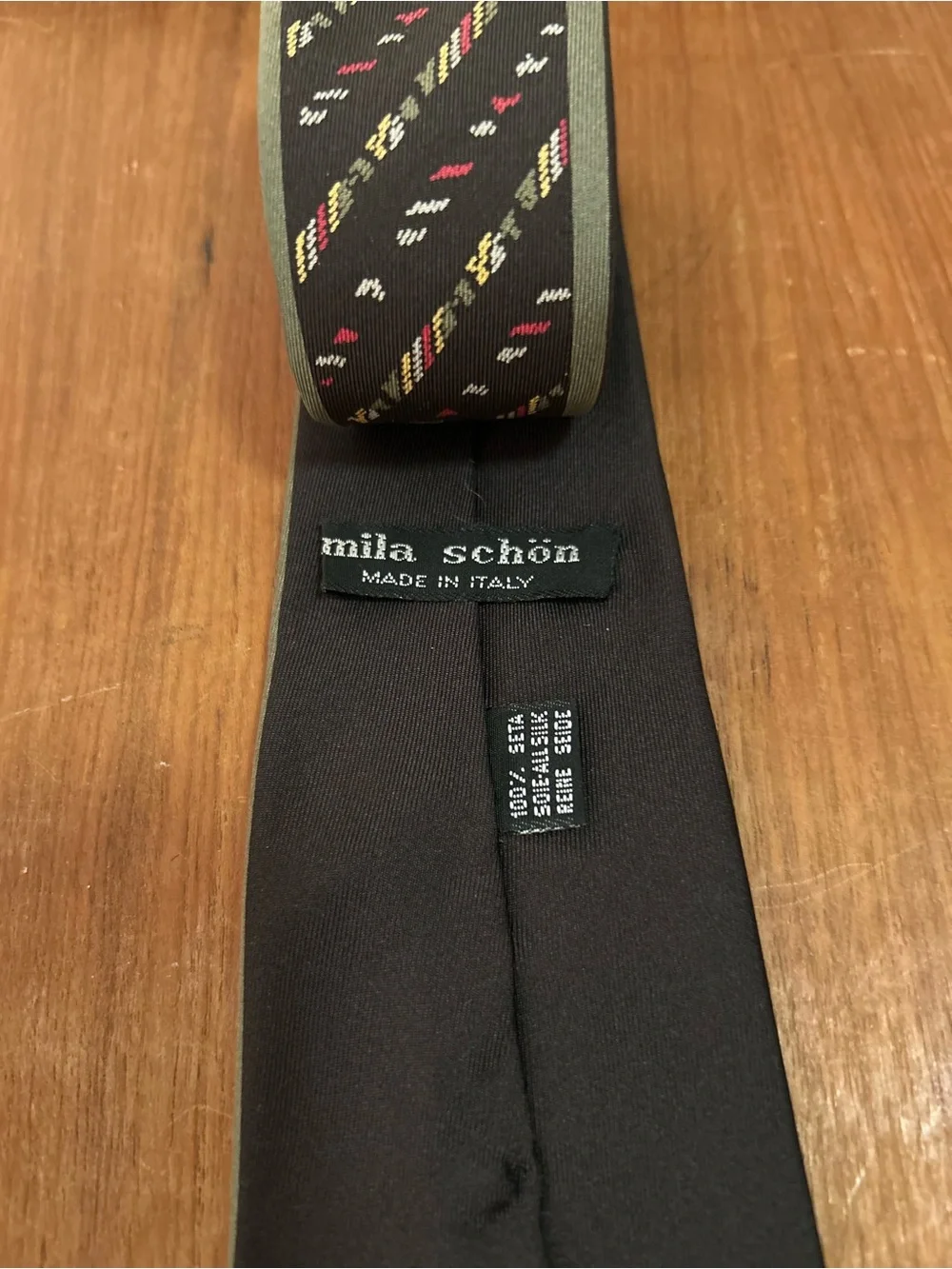 Classic & Retro Mila Schon 100% Silk Italian Designer Geometric Tie